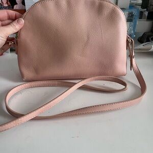Elegant Pink Leather Crossbody Bag